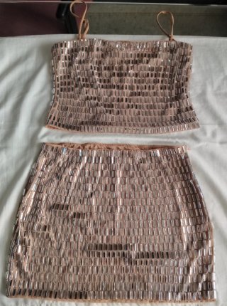 Conjunto Crop Top y Falda Cristales T38