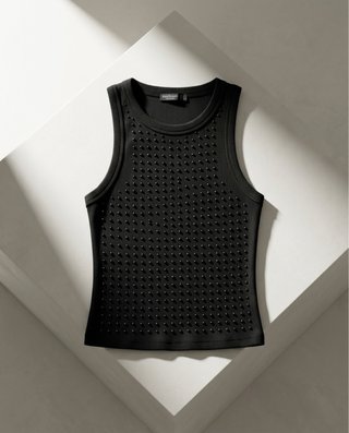 Top negro brillos Stradivarius (Talla S)