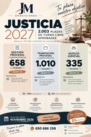 CLASES JUSTICIA. Tu plaza en Justicia 2027! Prepar