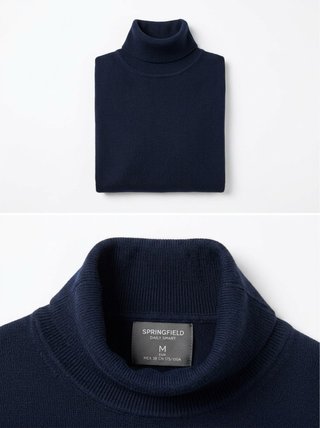 Jersey cuello alto azul marino Springfield Talla M