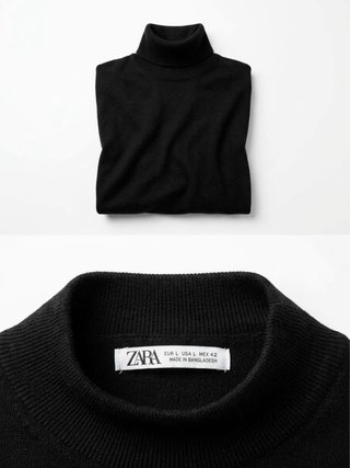 Jersey Zara cuello alto negro talla L