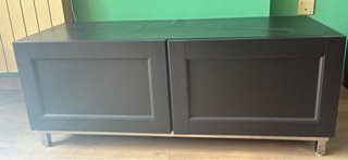 Mesa TV y 2 Armarios Pared Madera Negra