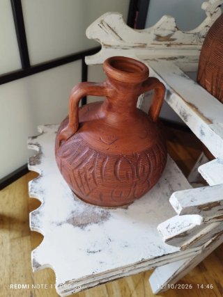 Soporte de Madera con 3 Tinajas de Terracota