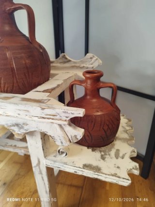 Soporte de Madera con 3 Tinajas de Terracota