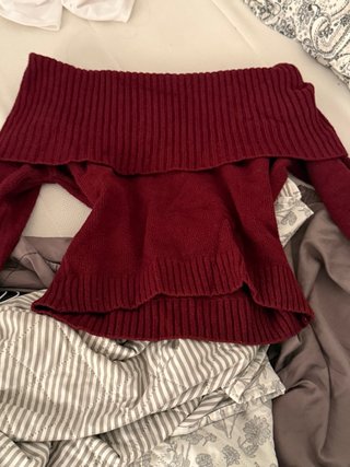 Jersey granate escote Bardot