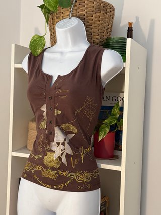 Top marrón Y2K 90% algodón Talla M