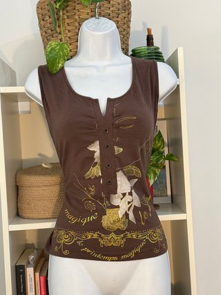 Top marrón Y2K 90% algodón Talla M