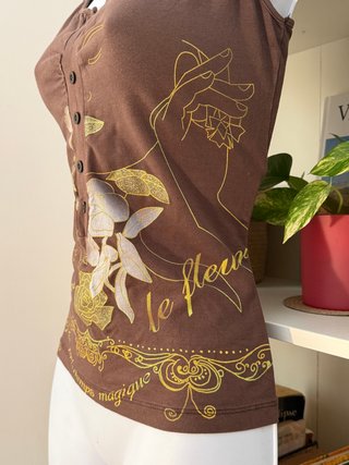 Top marrón Y2K 90% algodón Talla M