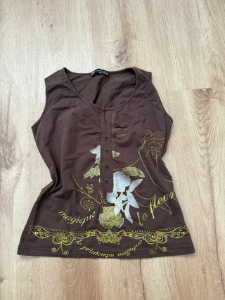 Top marrón Y2K 90% algodón Talla M