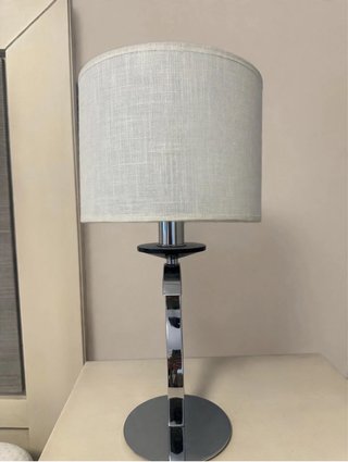 2 Lámparas Mesa Cromo Pantalla Lino 50cm