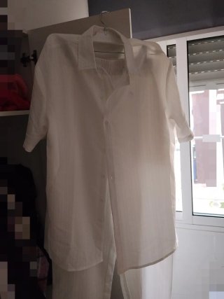 Conjunto pantalón y blusa blanco hombre
