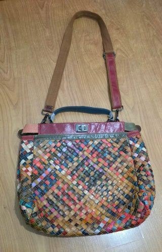 Bolso Cuero Trenzado Multicolor
