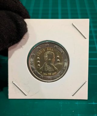Moneda 2 Euros Bélgica 2009 Louis Braille