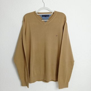Jersey vintage Tommy Hilfiger cuello pico beige