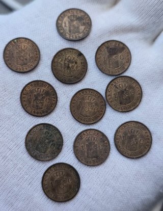 Lote de 12 Monedas de 1 Céntimos 1906 Alfonso XIII