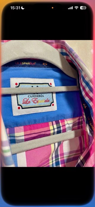 Camisa hombre cuadros rosa La Española