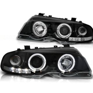 Faros Angel Eyes Negros para BMW E46 Coupe / Cabri