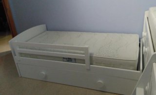 Cama Juvenil de Madera Blanca 90cm