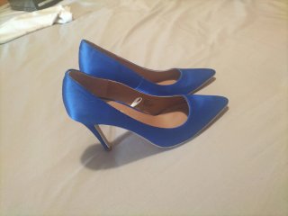 Zapatos azul eléctrico de tacón, 9 cm de alto