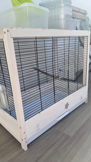 Jaula para pájaros de madera y metal