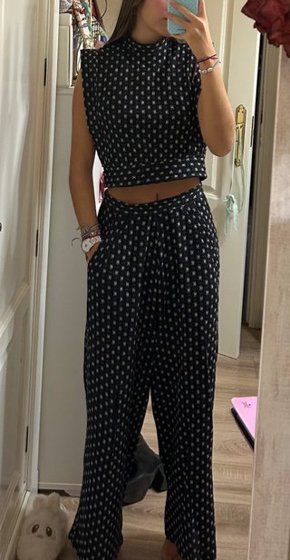 Conjunto Cherubina Blusa y Pantalón Negro/Blanco