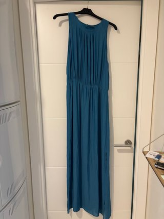 Vestido largo gasa Zara azul talla única