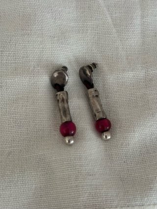 Pendientes largos plata y rosa