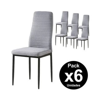 Mesa de comedor Yuri 140x80 + 6 sillas grises