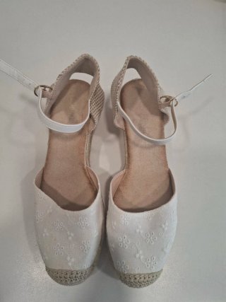 Sandalias Esparto Blancas y Beige