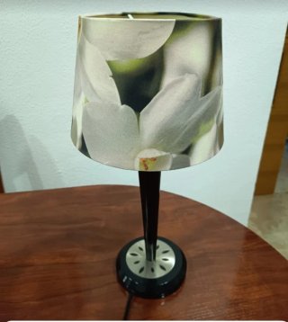 Set de dos Lámpara de mesa floral y lisa en beige