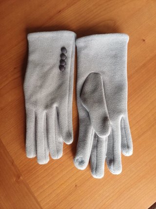 Guantes grises con botones talla M