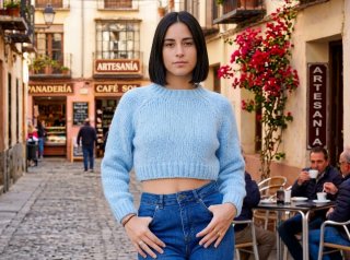 Jersey Subdued azul tipo crop Talla S