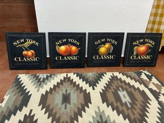 Set 4 Cuadros Frutas New York Classic