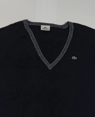 Lacoste Vintage Jersey Negro Mujer Lana Cashmere L