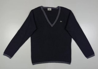 Lacoste Vintage Jersey Negro Mujer Lana Cashmere L