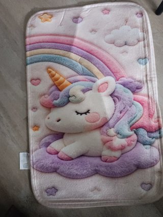 Alfombra Unicornio Arcoíris Felpa