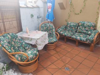 Conjunto de jardín ratán y tela