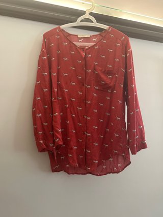 Blusa Mango Mujer Estampada Granate