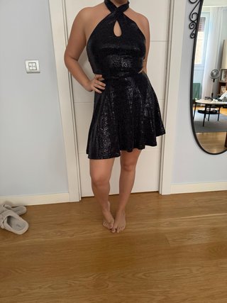 Vestido de lentejuelas negro talla M