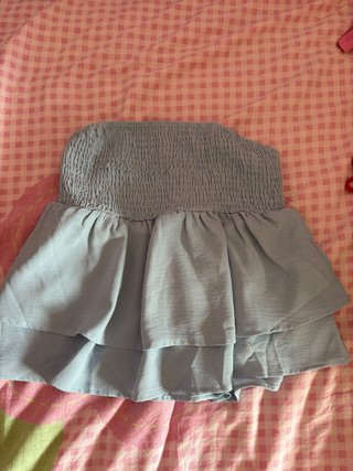 Top de volantes azul