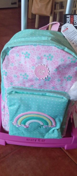 Mochila Escolar Glow Lab con Carro