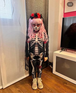 Disfraz de Catrina con Estampado de Flores