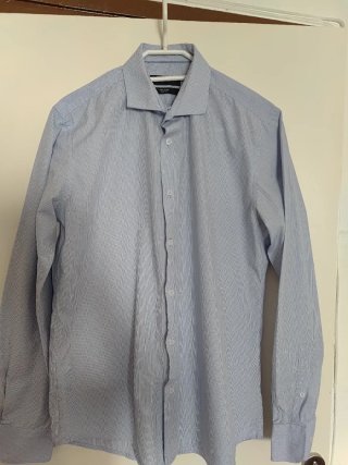 Camisa Cortefiel Slim Fit Azul y Blanca