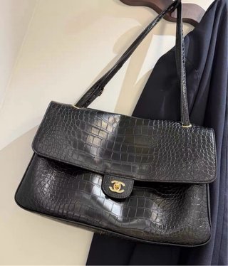 Borsa Chanel Cocodrillo Nero Maxi CF 35cm