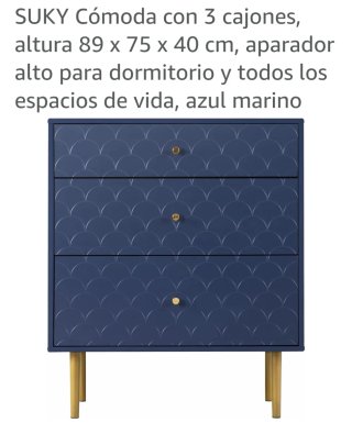 Cómoda SUKY Azul Marino con 3 Cajones