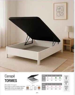 Canapé Tormes con patas 135x190 suelo radiante