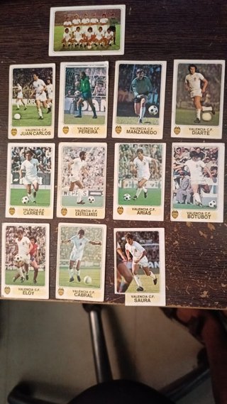 Lote 12 Cromos Valencia C.F. Futbol en Acción 1977