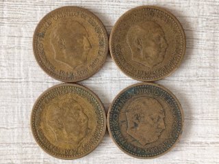 Lote 4 monedas 1 peseta Franco 1947 *50