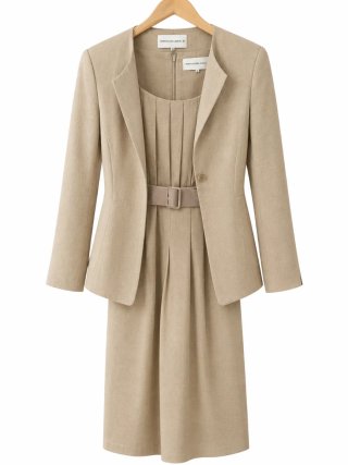 Traje y chaquetilla material Seda Salvaje Beige
