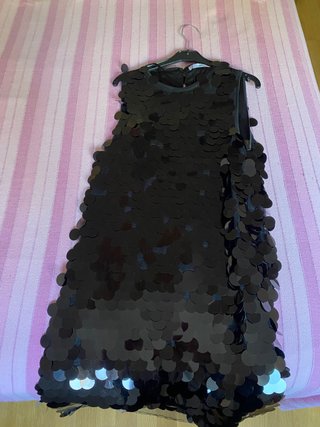 Vestido Mango lentejuelas negro corto fiesta